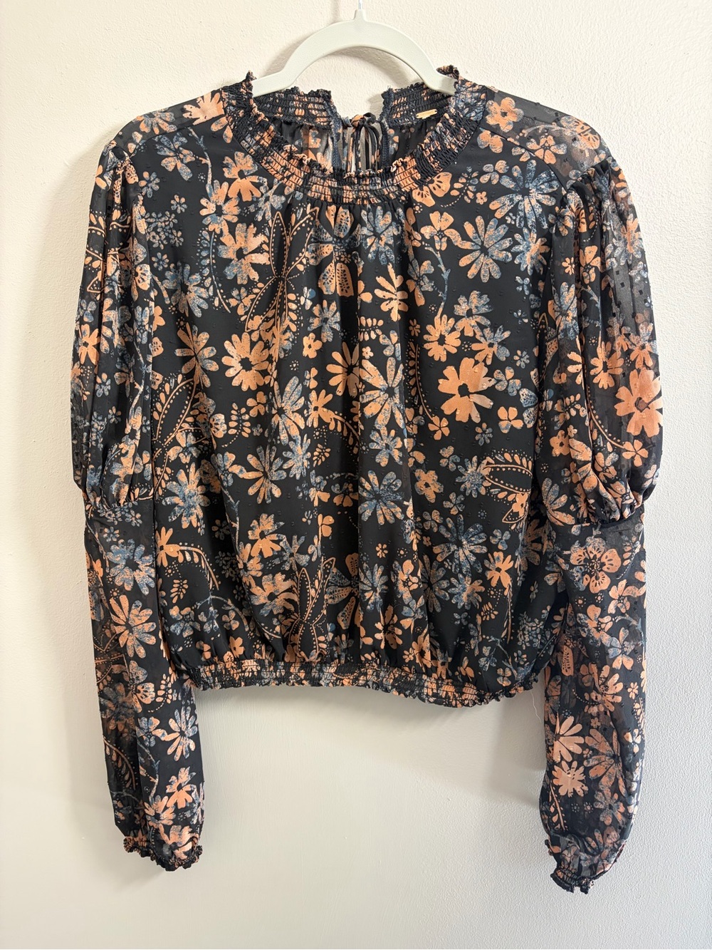 Free People Clarissa Blouse Floral Boho top with fun sleeves